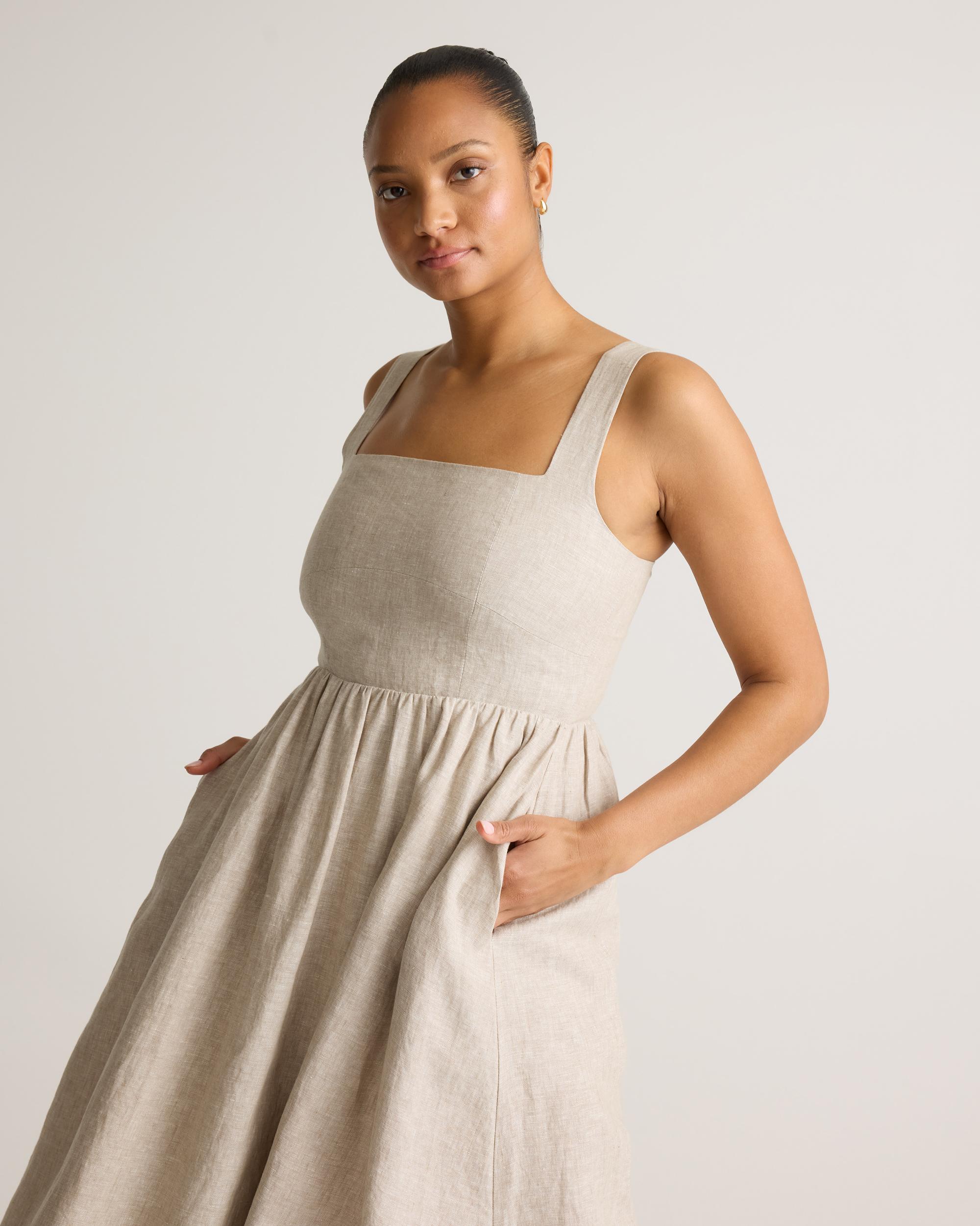 Quince | Women's 100% European Linen Fit & Flare Midi Dress Size XL Product Image