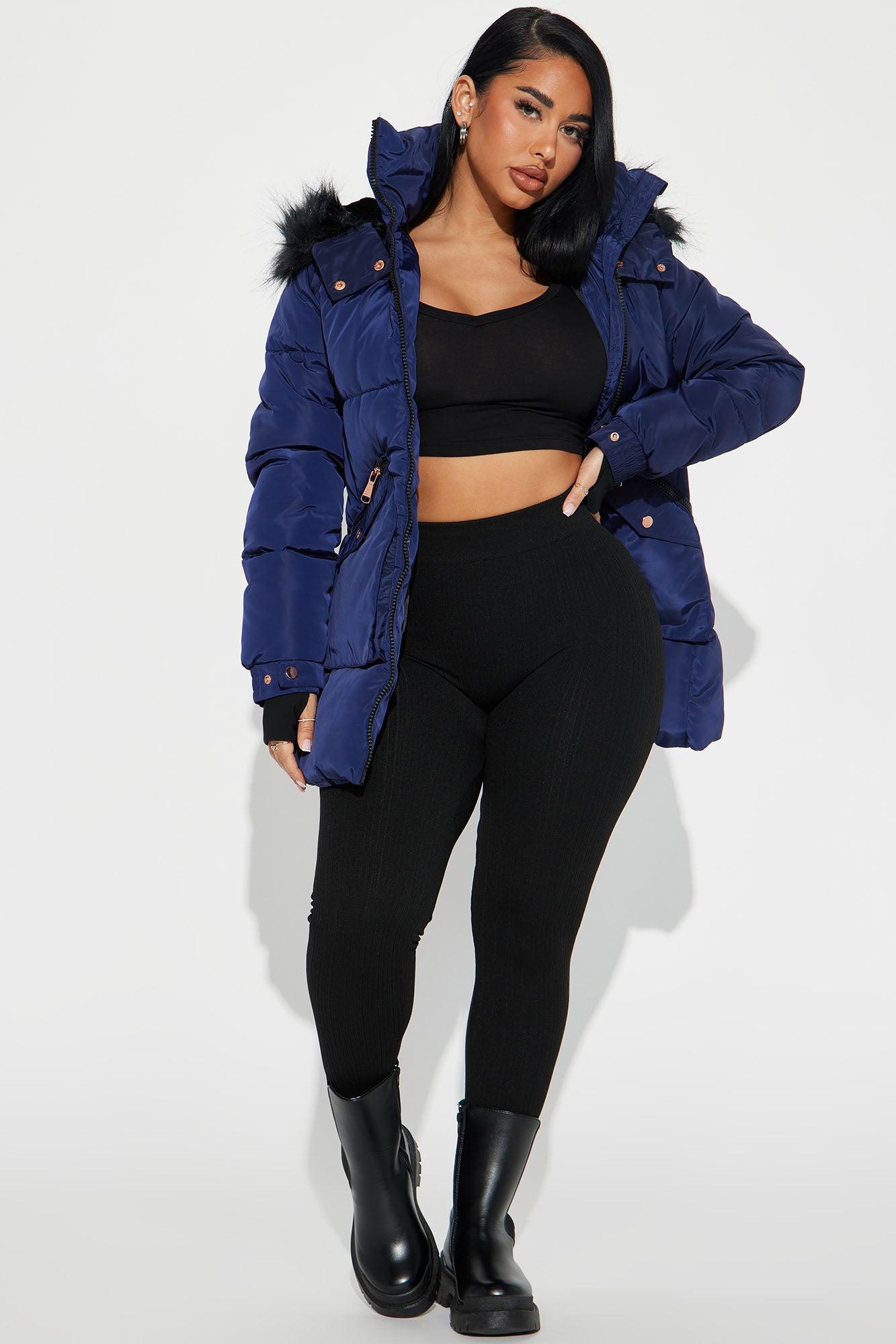 Cold Feelings Puffer Jacket - Navy Product Image