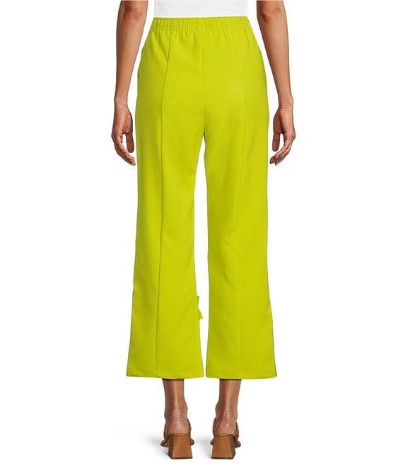 IC Collection Knit Front Slit 3D Floral Pull-On Pants Product Image