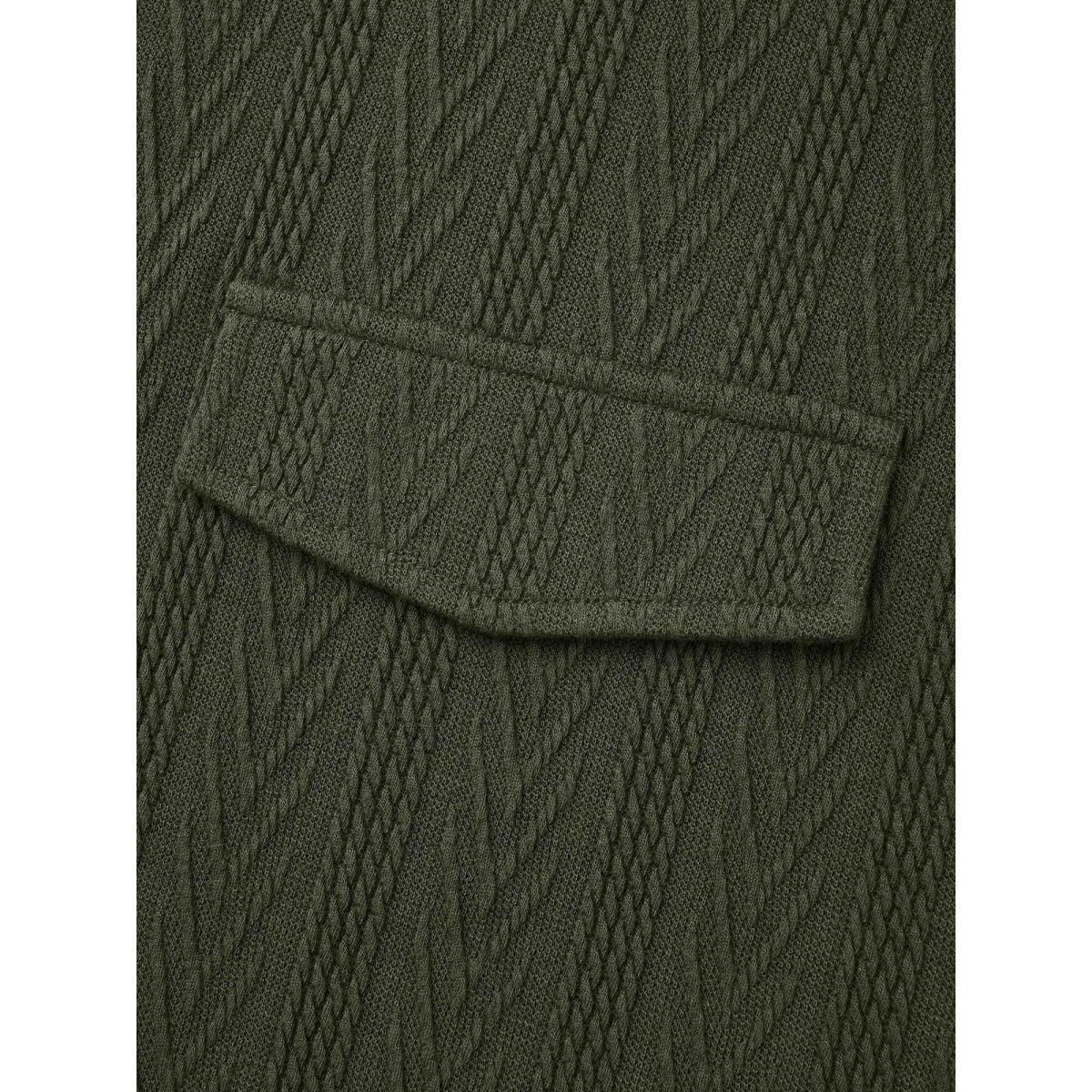 Plus Size Textured Flap Detail Arc Hem Jacket Women ArmyGreen Texture Everyday Jackets BloomChic 26/4X Product Image