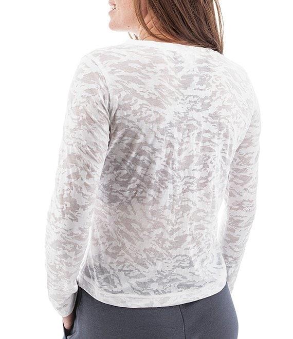 Aventura Ambrosia Ribbed Knit Burnout Crew Neck Long Sleeve Fitted Top Product Image