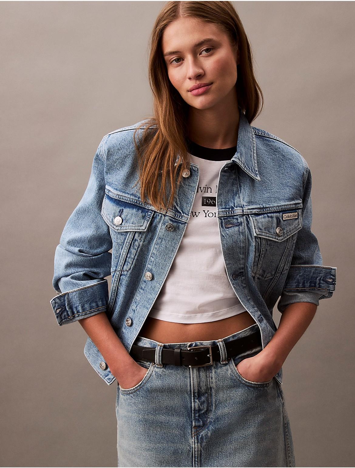 Calvin Klein Womens Classic Trucker Jacket - White Product Image