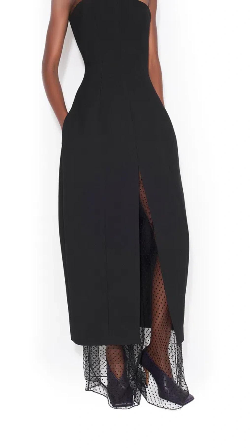 ALAÏA Strapless Dress In Textured Wool In Black Product Image
