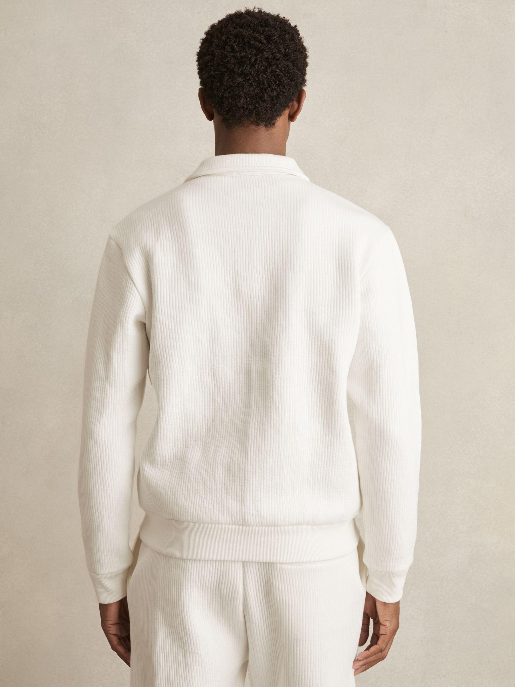 Jersey Ribbed Polo Shirt in White Product Image