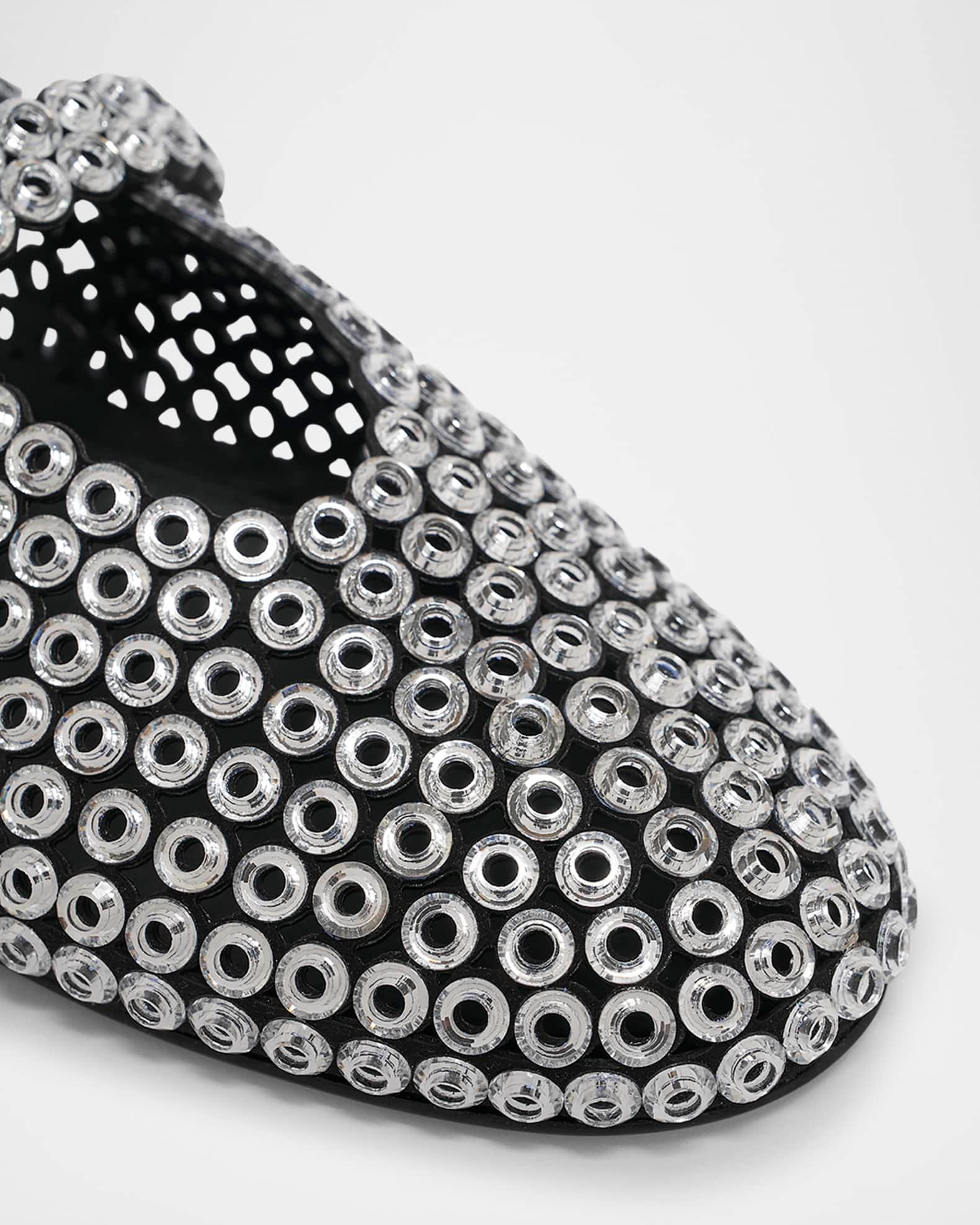 Studded Suede Mesh Mary Jane Flats Product Image