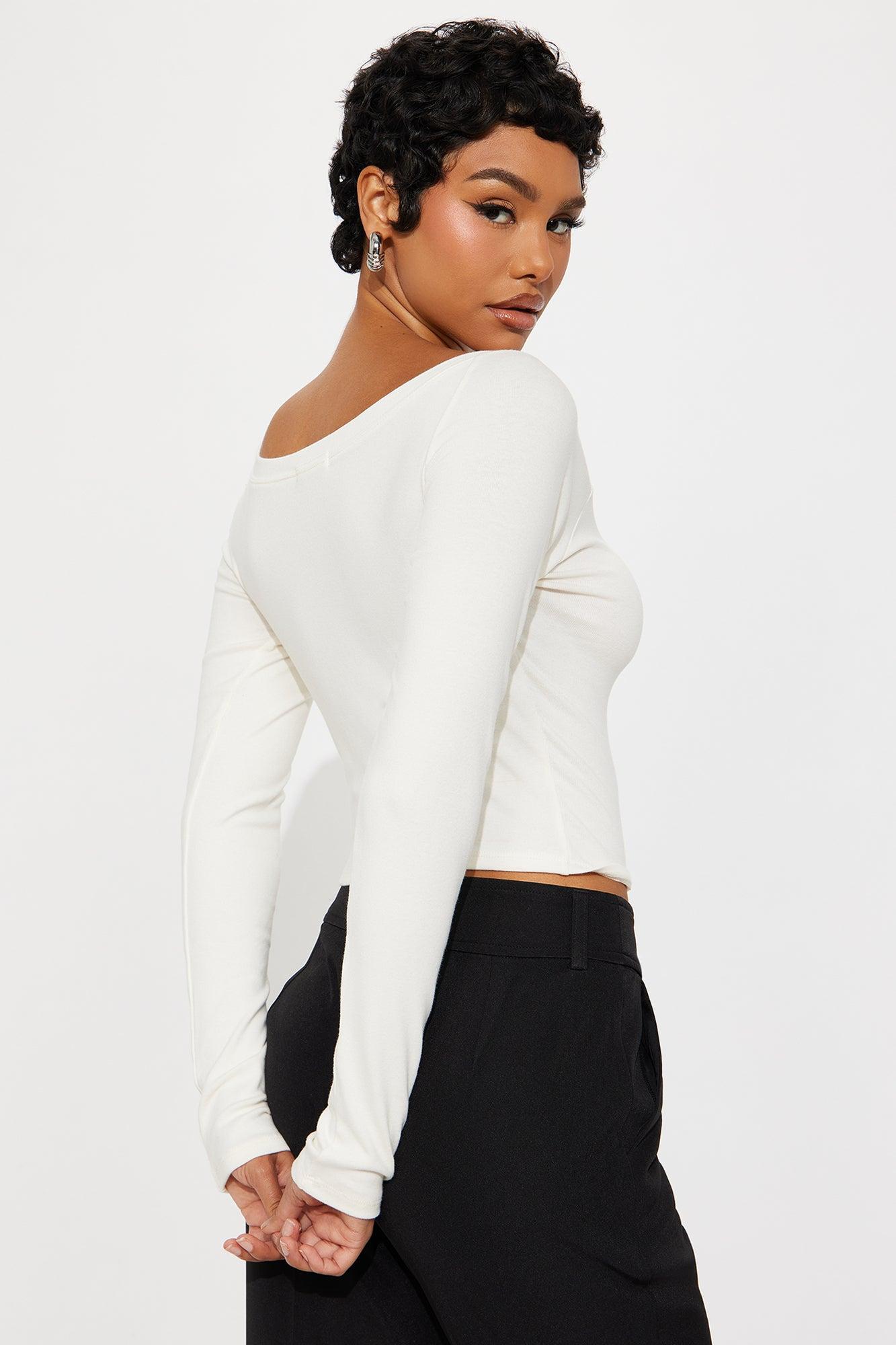 Bella Boat Neck Long Sleeve Top - Off White Female Product Image