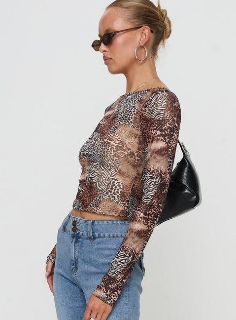 Tied In Long Sleeve Top Leopard Product Image