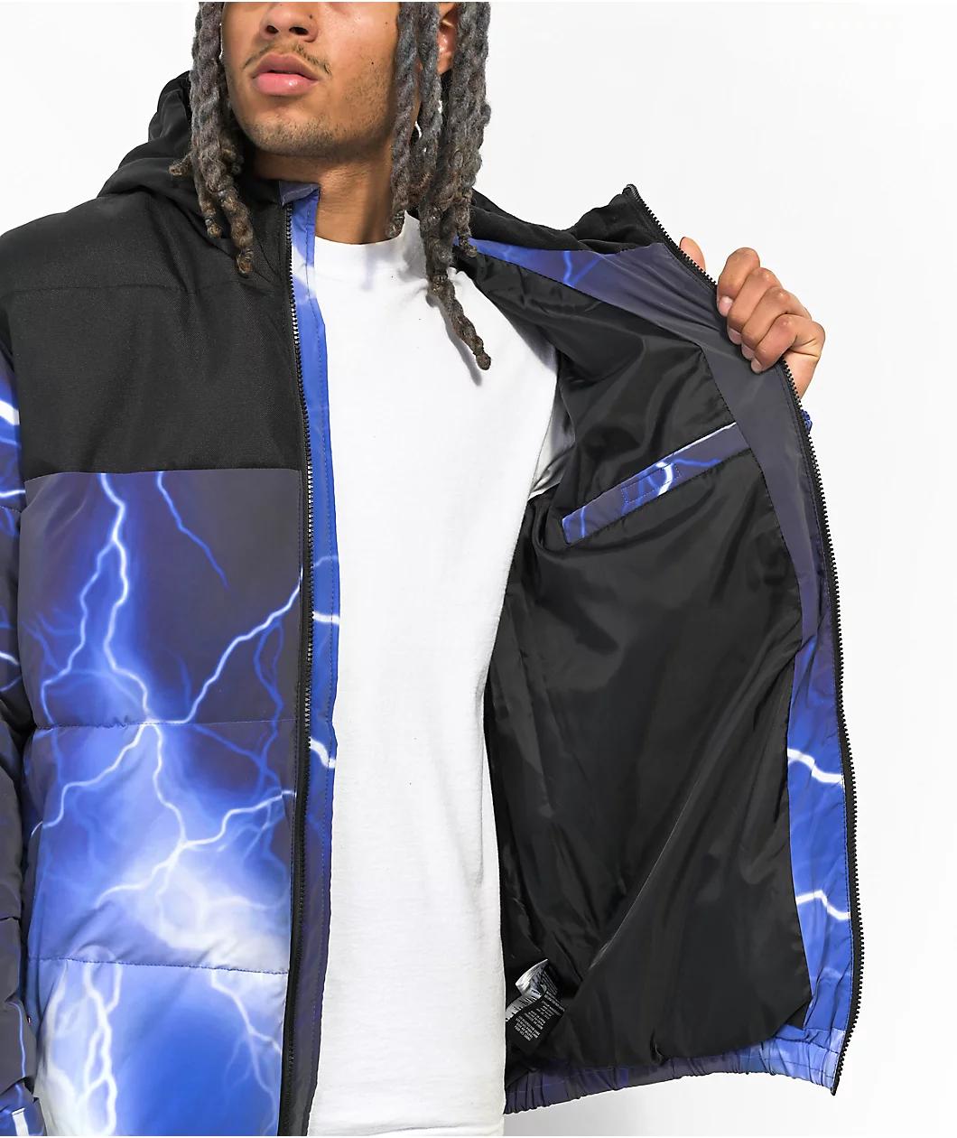 Members Only Lightning Blue Hooded Puffer Jacket Product Image