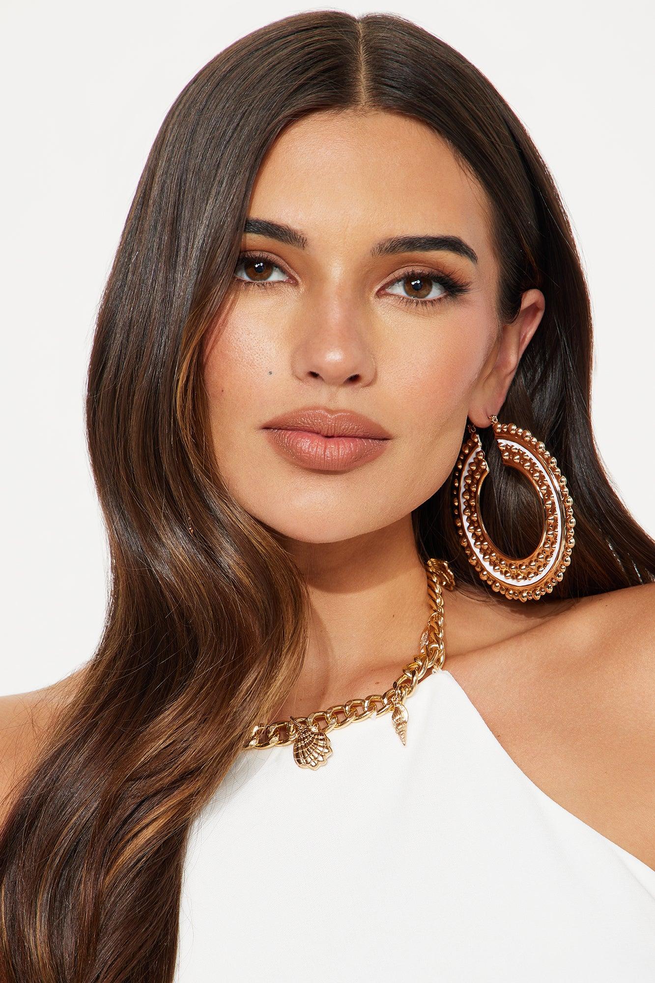 Find Your Paradise Statement Hoop Earrings - Gold Product Image