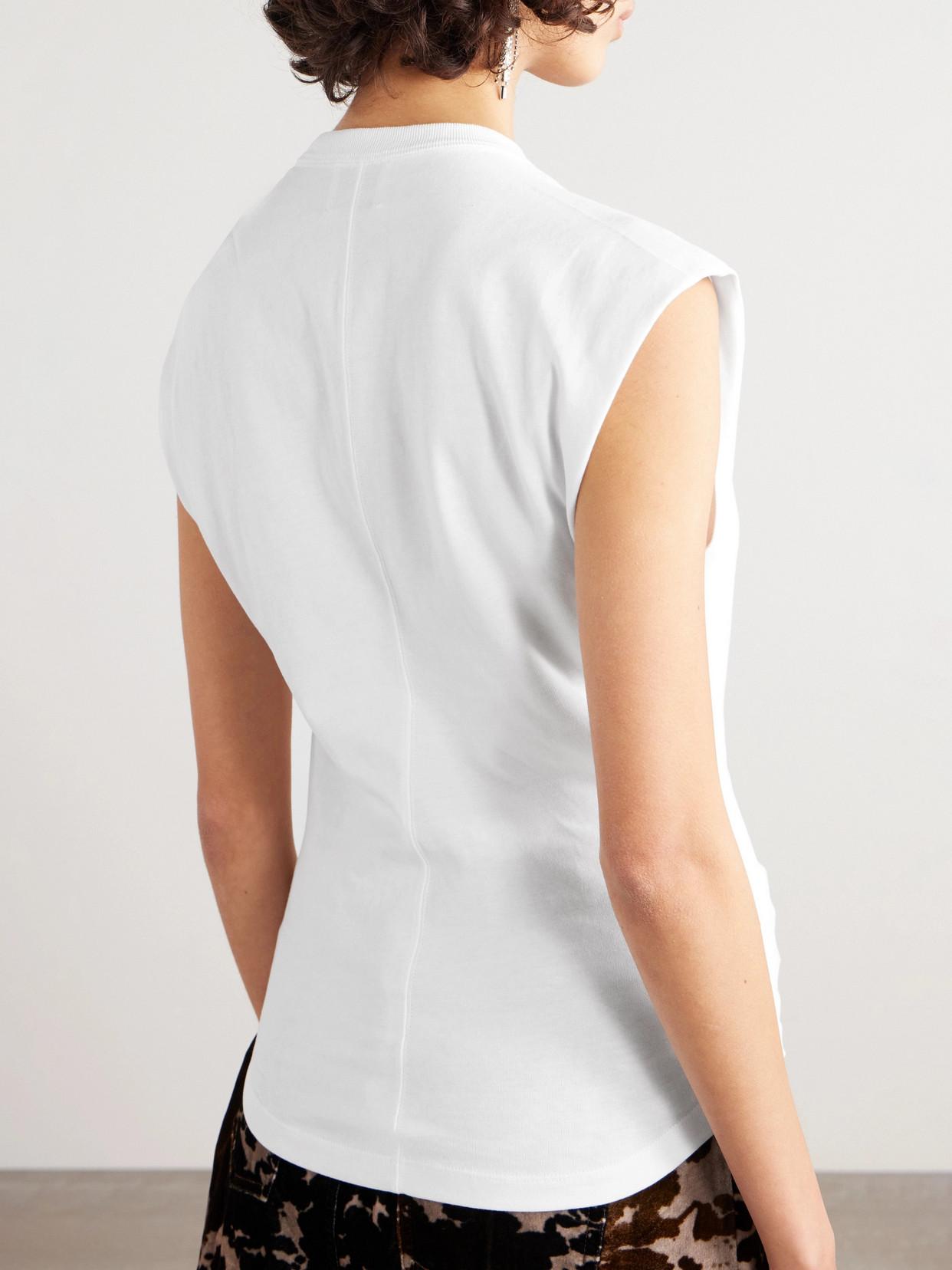 ISABEL MARANT Cap Sleeves Knot-detail Cotton Top In White Product Image