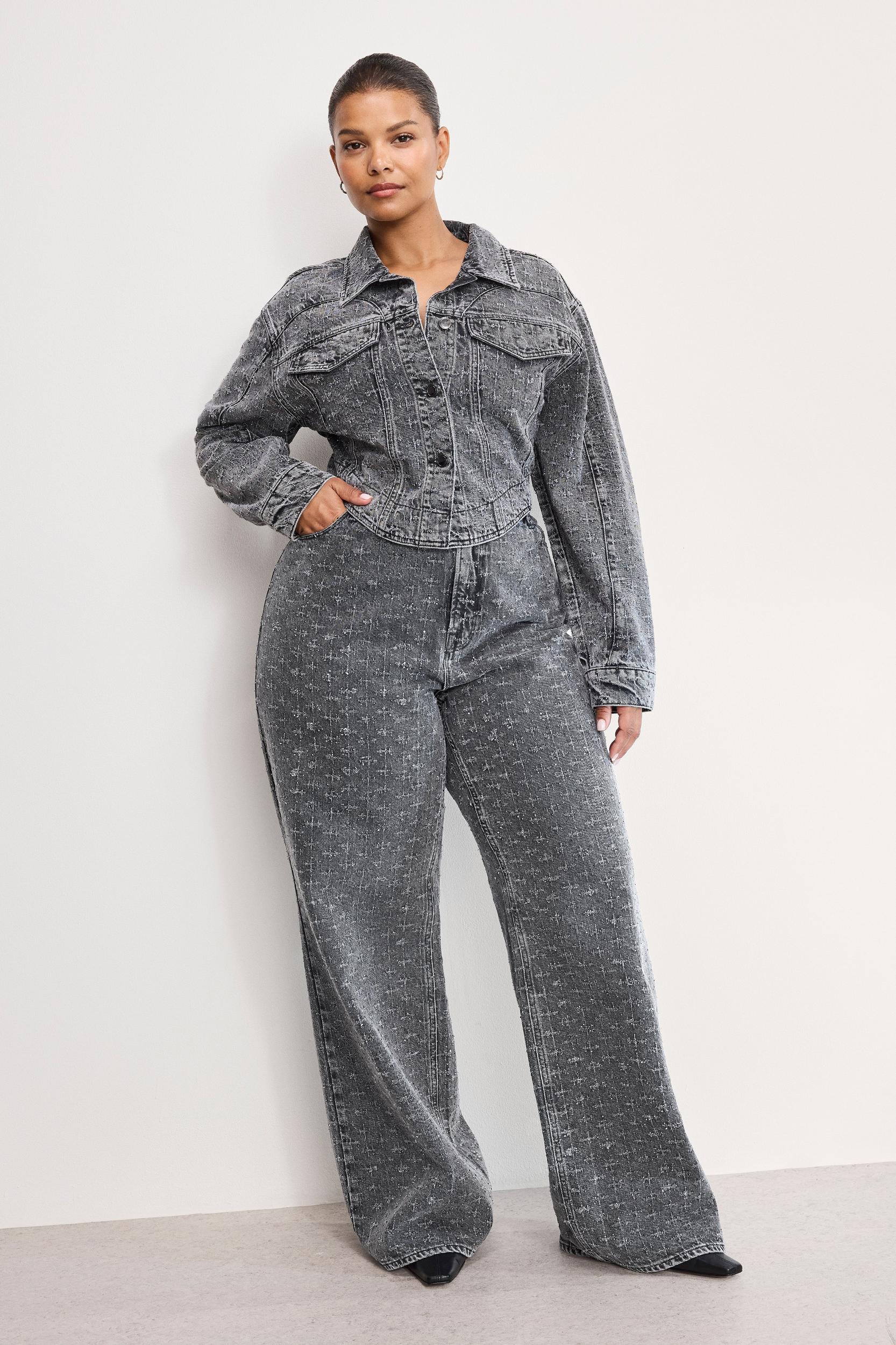 DOLLY CRYSTAL DENIM JACKET | BLACK415 Product Image