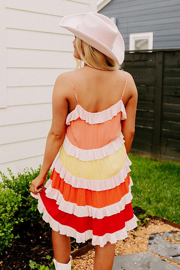 Smiling Ear To Ear Tiered Mini Dress In Peach Product Image