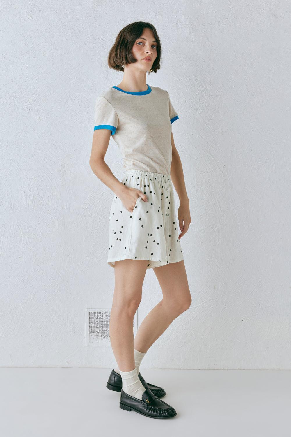 Eliza Linen Shorts Dot Product Image