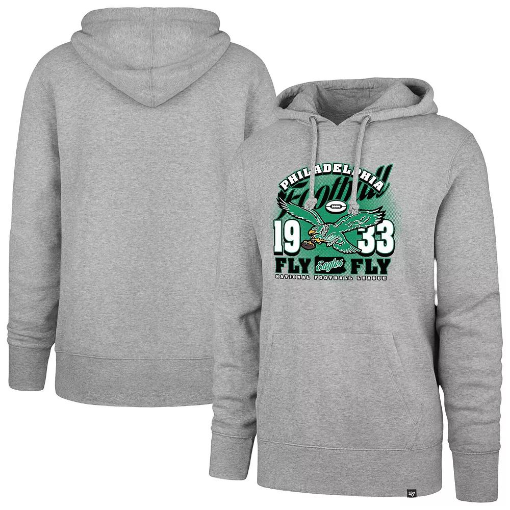 Men's '47  Gray Philadelphia Eagles Regional Headline Pullover Hoodie, Size: 2XL, Grey Product Image