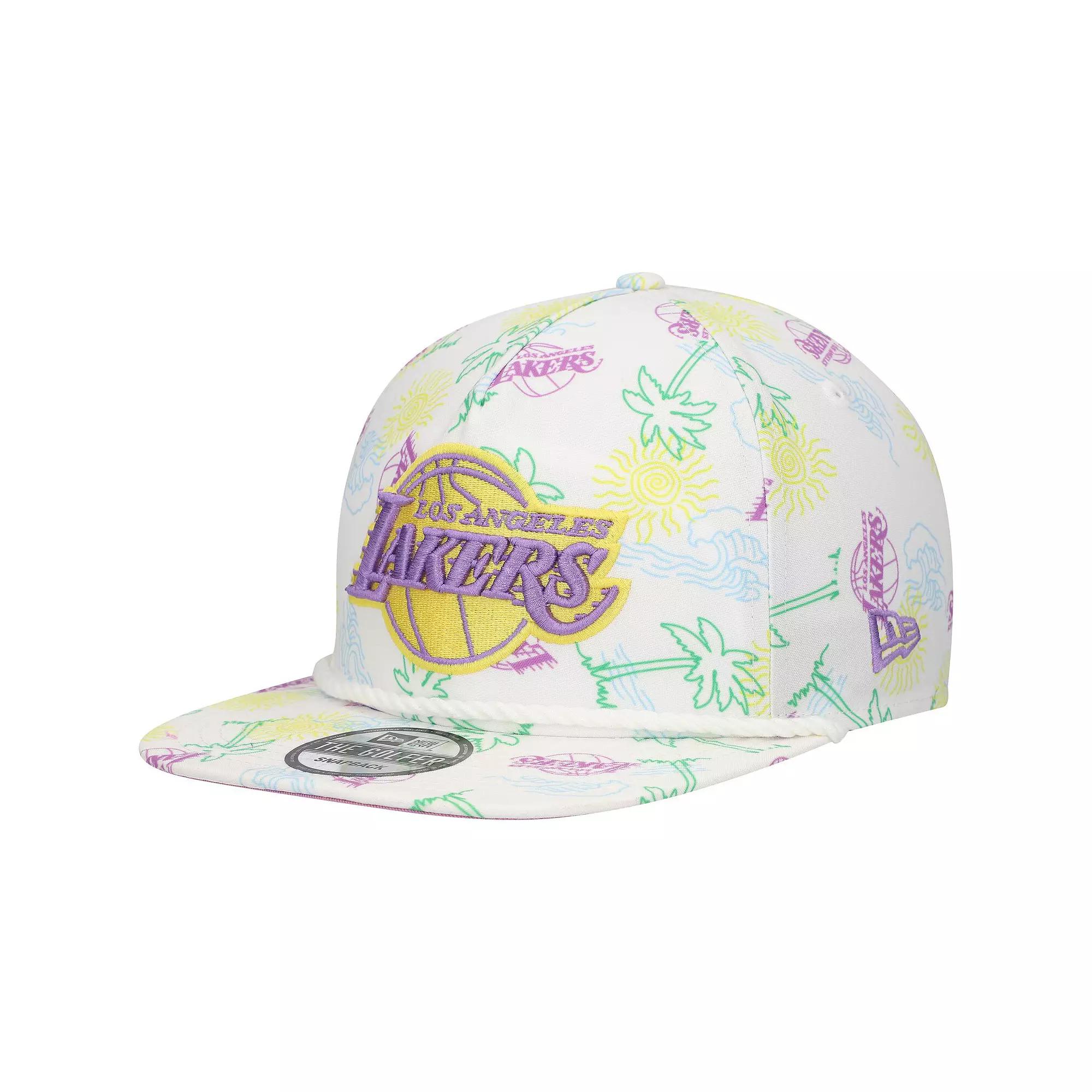 Men's New Era White Los Angeles Lakers Palm Trees and Waves Golfer Adjustable Hat Product Image