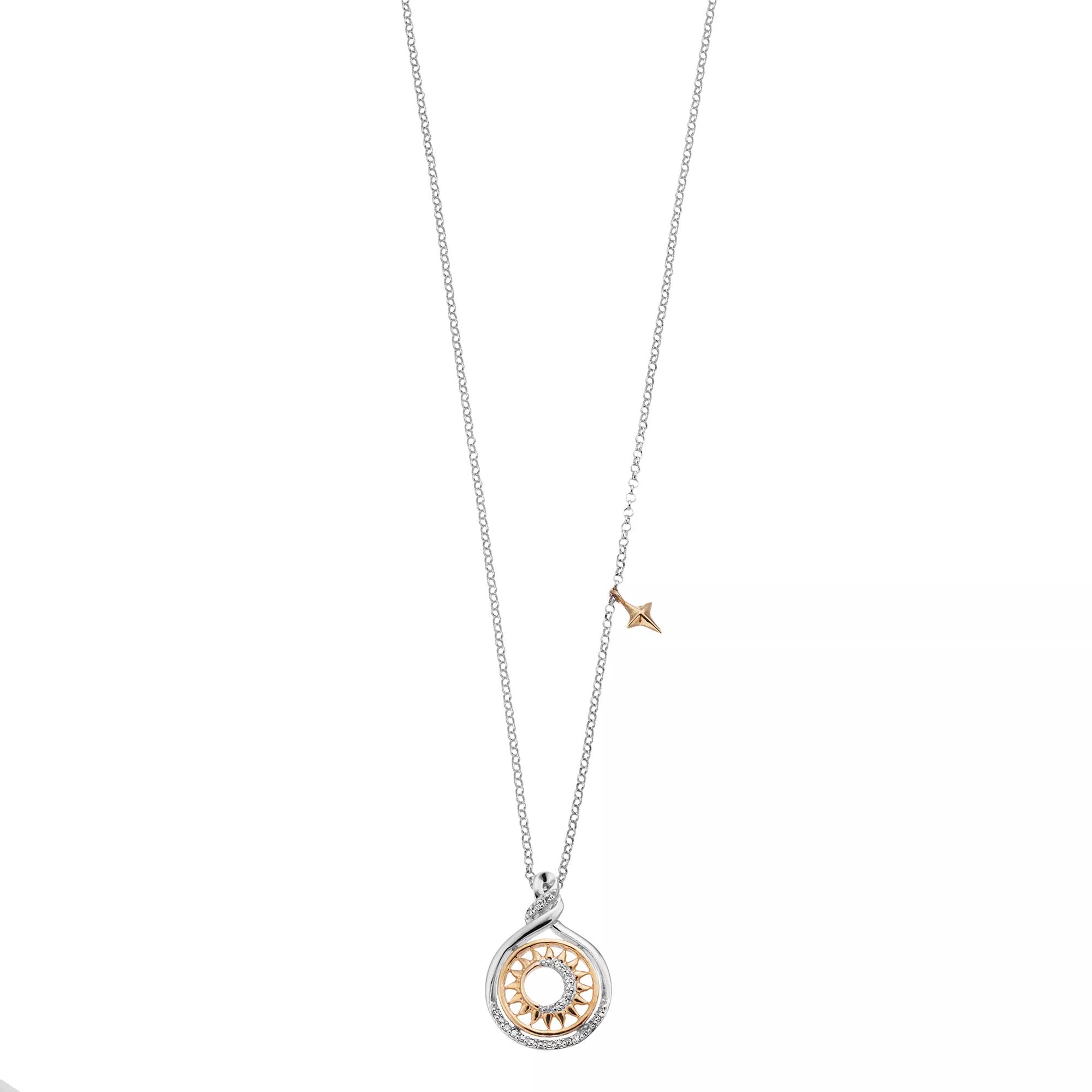 14k Gold Over Silver 1/10 Carat T.W. Diamond Circle Pendant Necklace, Women's, Size: 18", Two Tone Product Image