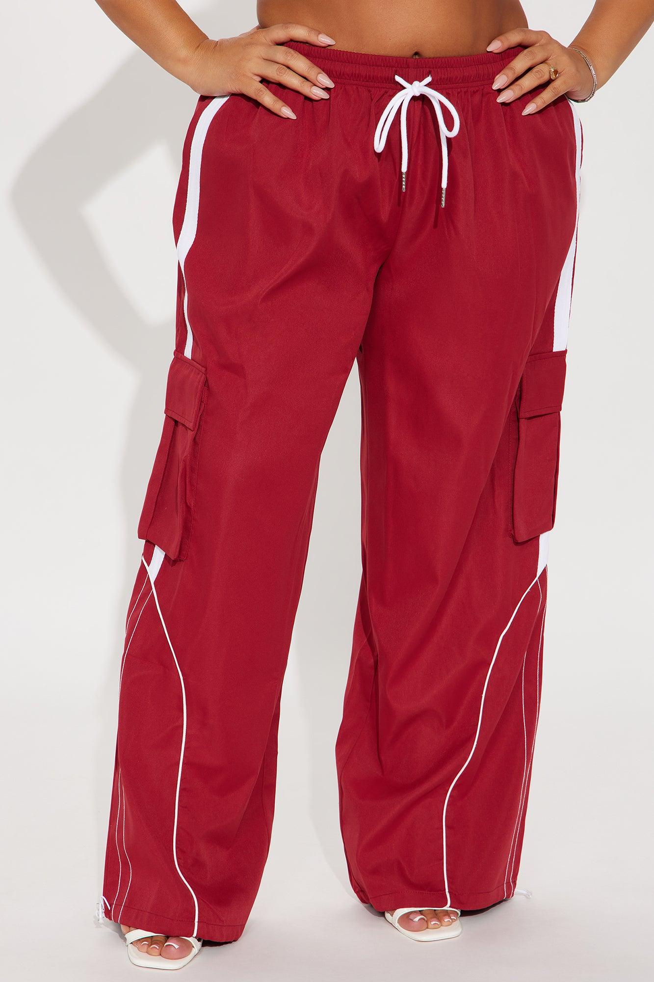 Get To Know Me Cargo Track Pant - DarkRed Female Product Image