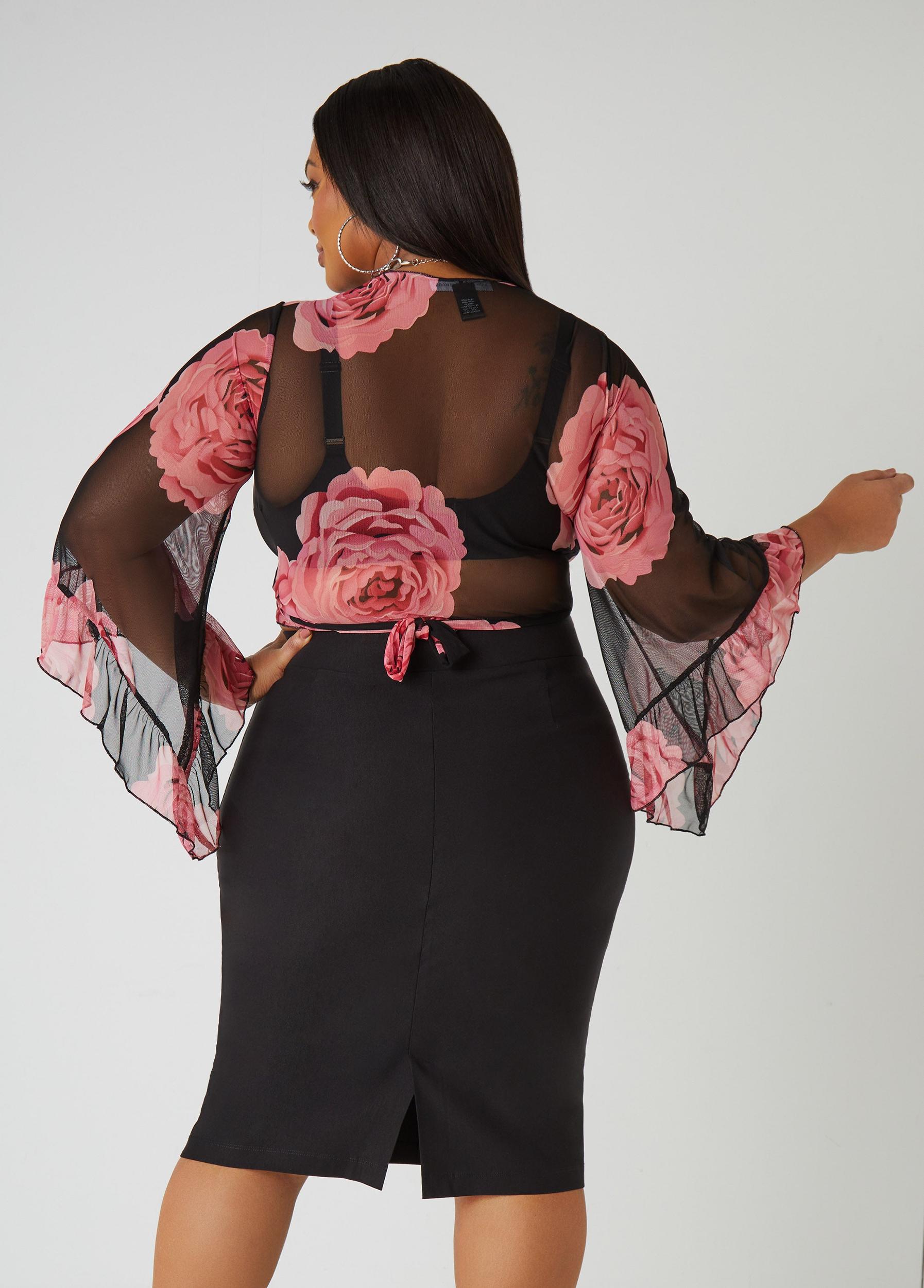Floral Mesh Wrap Top Product Image
