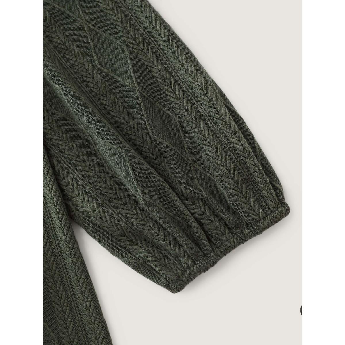 Plus Size Textured Front-Tie Relaxed-Fit Lounge Set Women ArmyGreen Tie knot Extra Long Sleeve V-neck Leisure Loungewear Sets BloomChic 18-20/2X Product Image