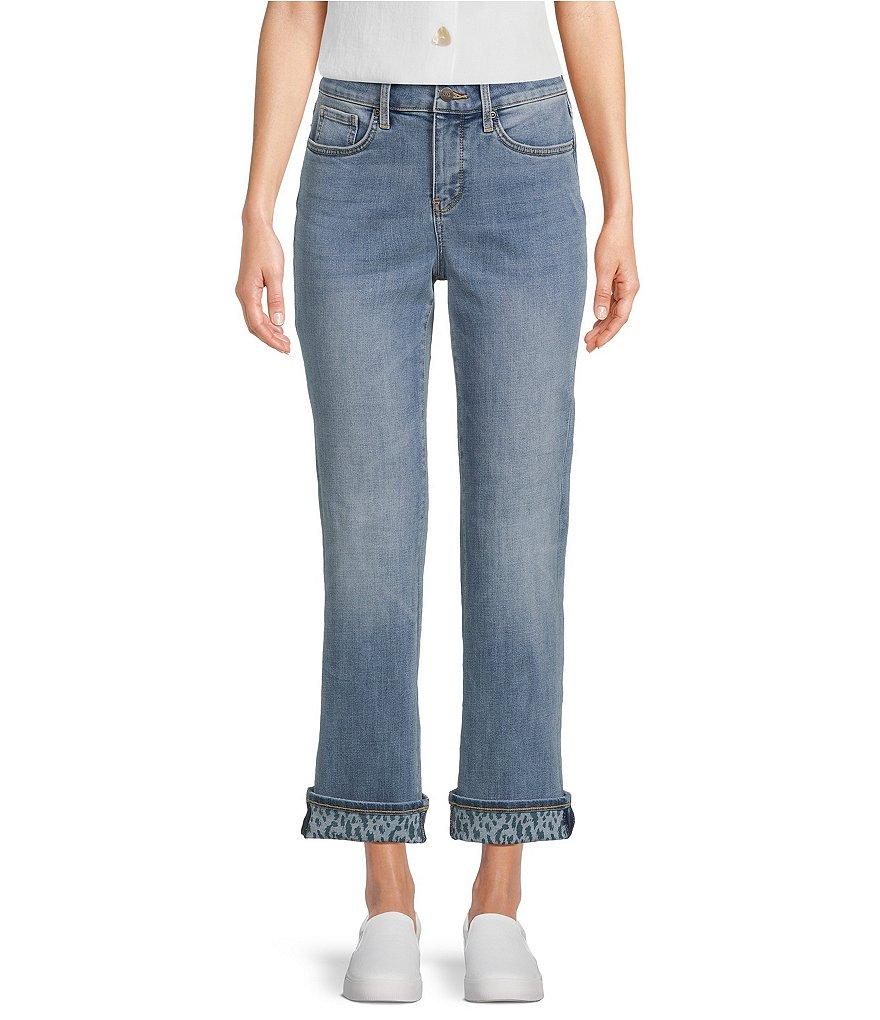 NYDJ Marilyn Lift Tuck® Technology Leopard Print Cuff Ankle Jeans Product Image