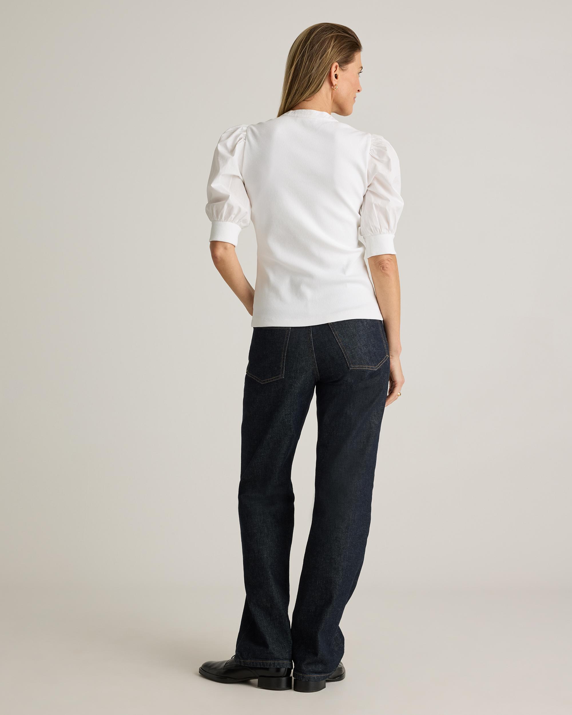 Quince | Women's Cotton Mixed Media Puff Sleeve Top Tencel Product Image