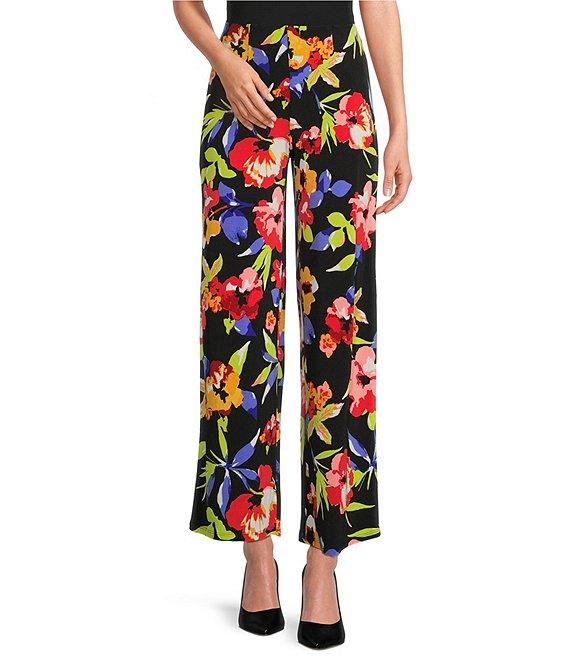 Slim Factor by Investments Spring Bloom Print No Waist Straight Leg Pants Product Image