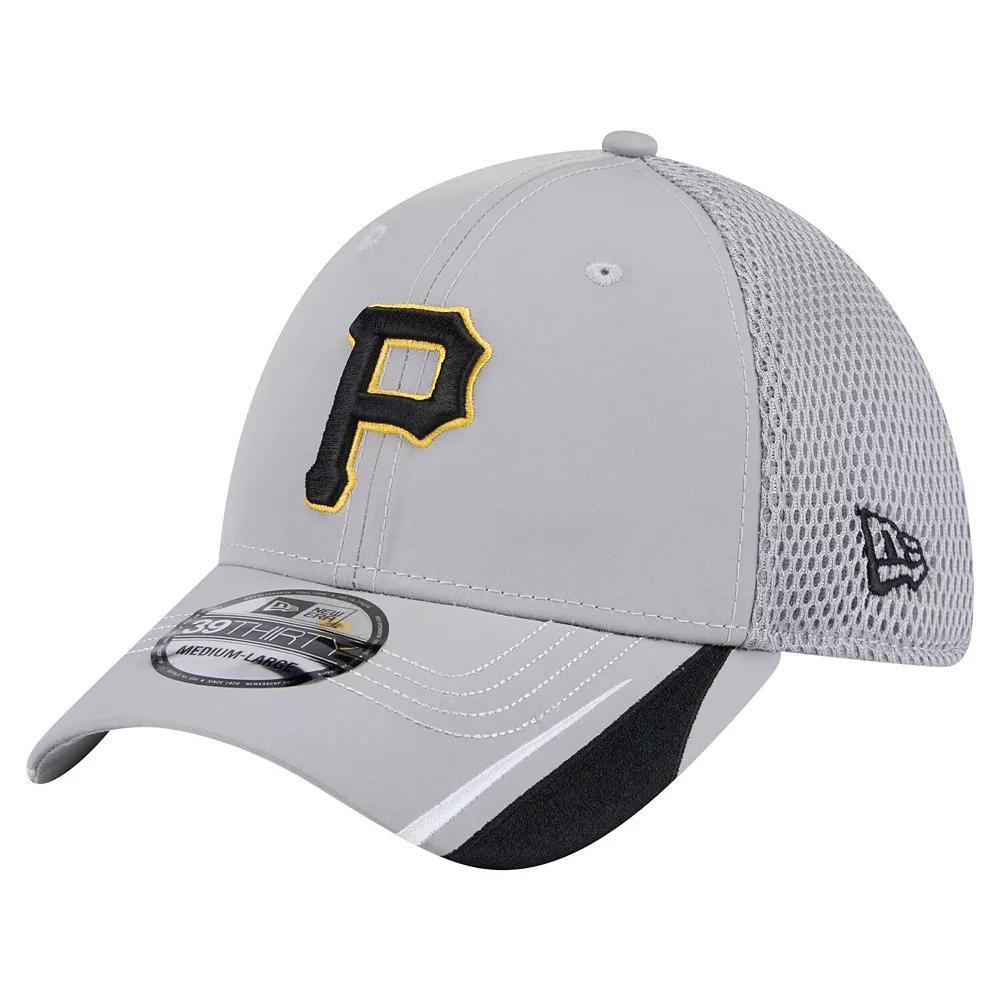 Men's New Era  Gray Pittsburgh Pirates Linear 39THIRTY Flex-Fit Hat, Size: Medium/Large, Grey Product Image