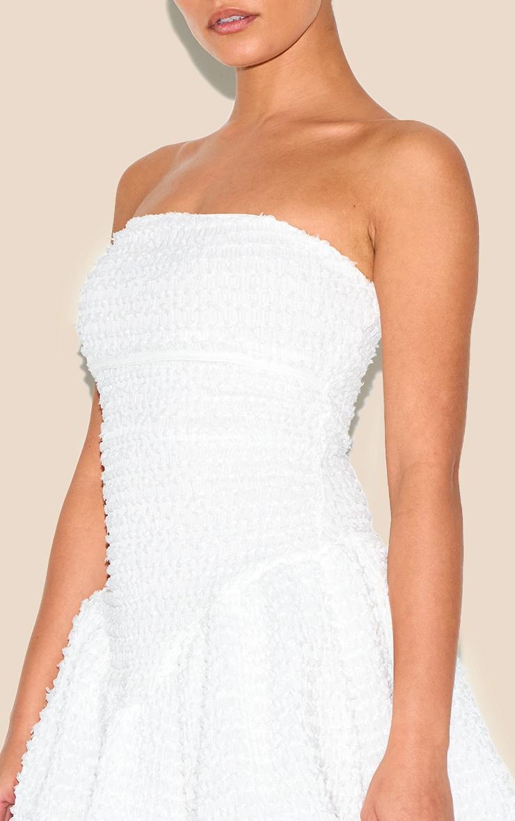  Petite White Jacquard Bandeau Puffball Dress Product Image