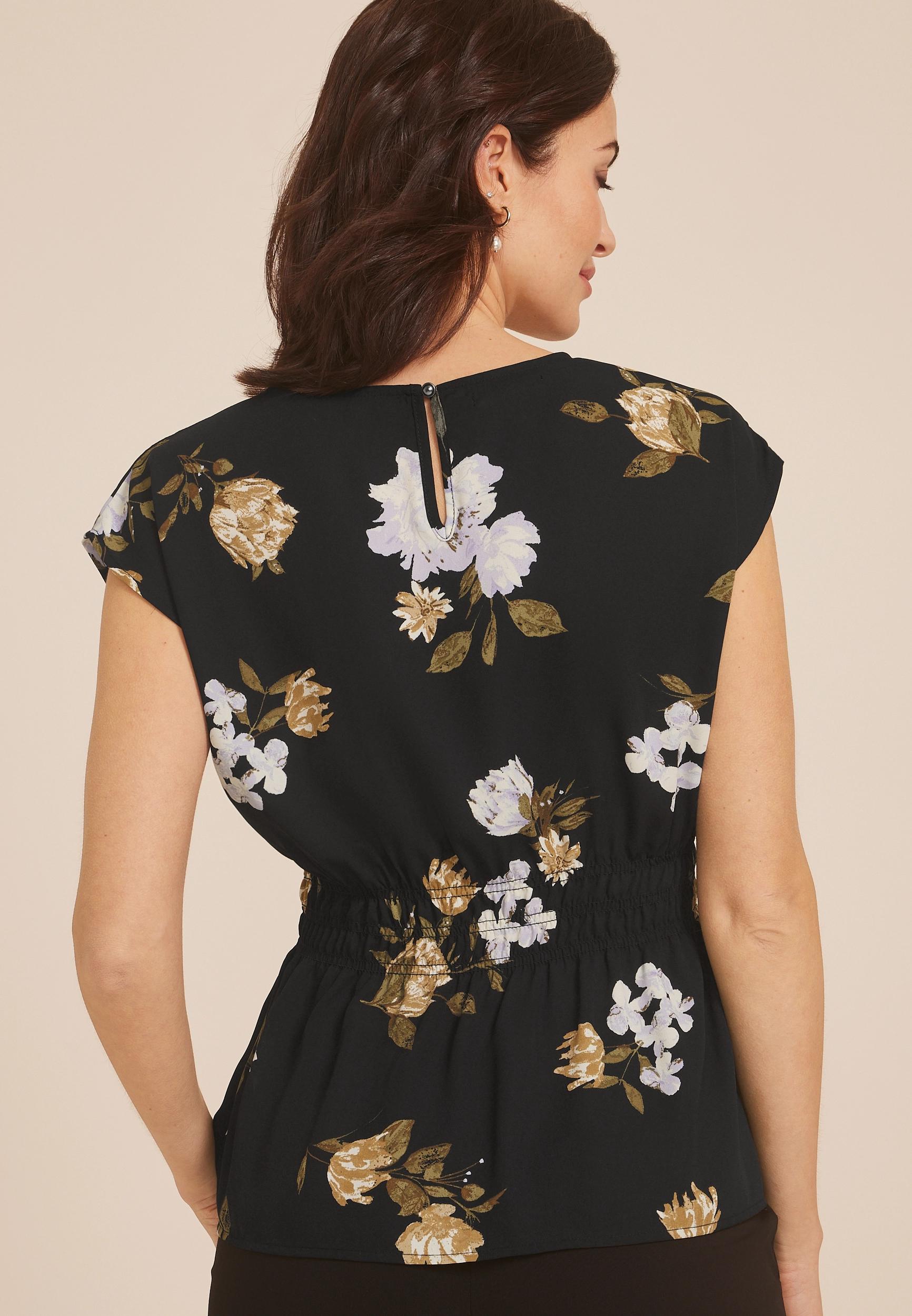 Maurices Womens Medium Size Floral Dolman Sleeve Peplum Blouse Product Image