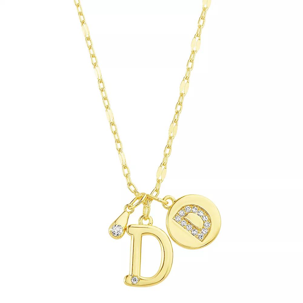 Paige Harper 14k Gold Flash Plated V-Cluster Initial & Cubic Zirconia Charm Necklace, Womens Gold Tone D Product Image