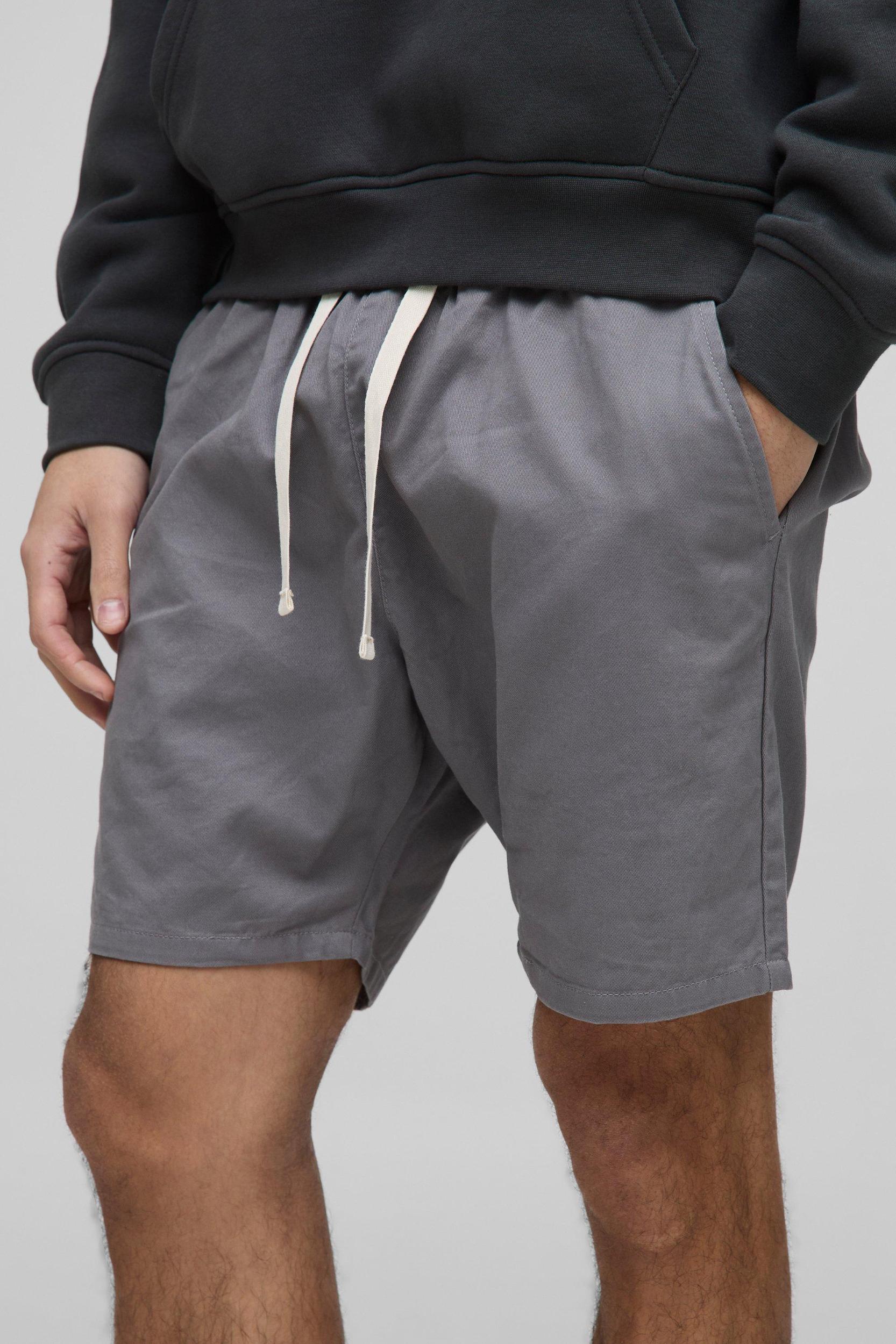 Elasticated Waist Slim Fit Twill Shorts | boohooMAN USA Product Image