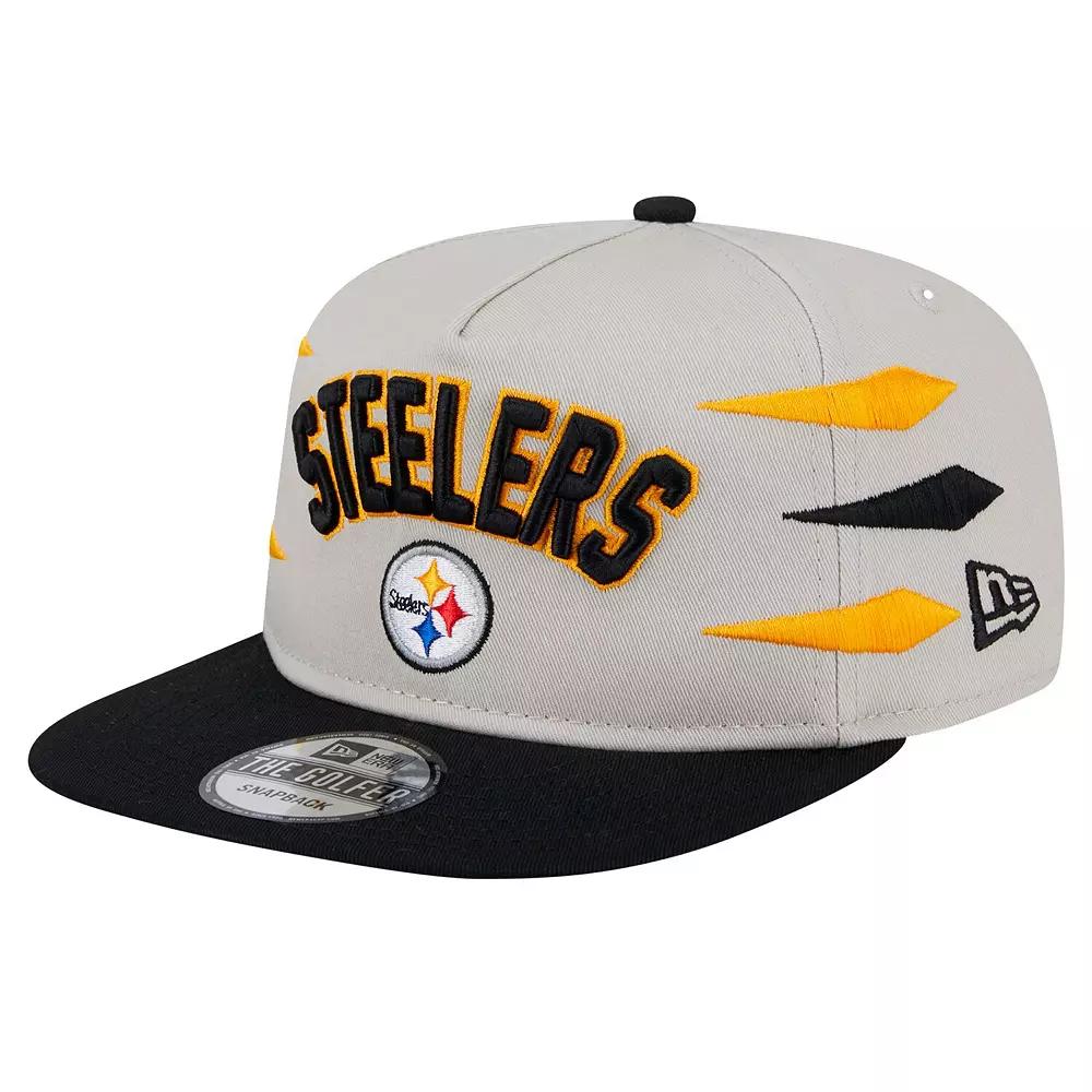 Men's New Era Stone/Black Pittsburgh Steelers Athletic Golfer Snapback Hat, Team Product Image
