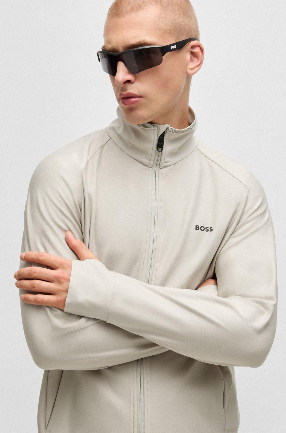 Zip-up sweatshirt with decorative reflective logo Product Image