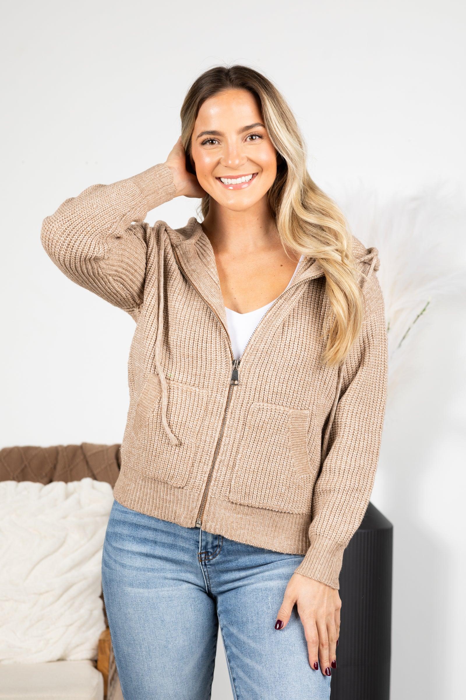 Chunky Hoodie Zipper Front Jacket With Pocket Product Image