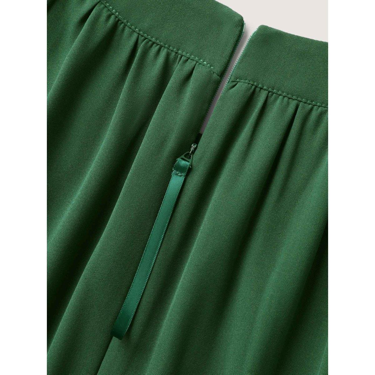 Plus Size DarkGreen Layered Lace Sleeve Belted Solid Jumpsuit Women Cap Sleeve Round Neck Elegant Loose Jumpsuits BloomChic 26/4X Product Image