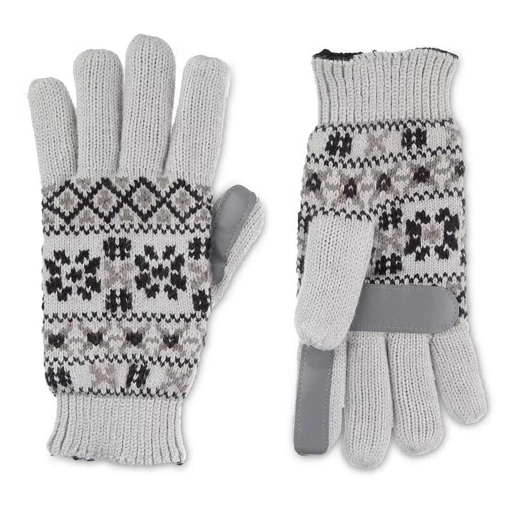 Women's isotoner Lined Water Repellant Fairisle Gloves, Light Gray Product Image