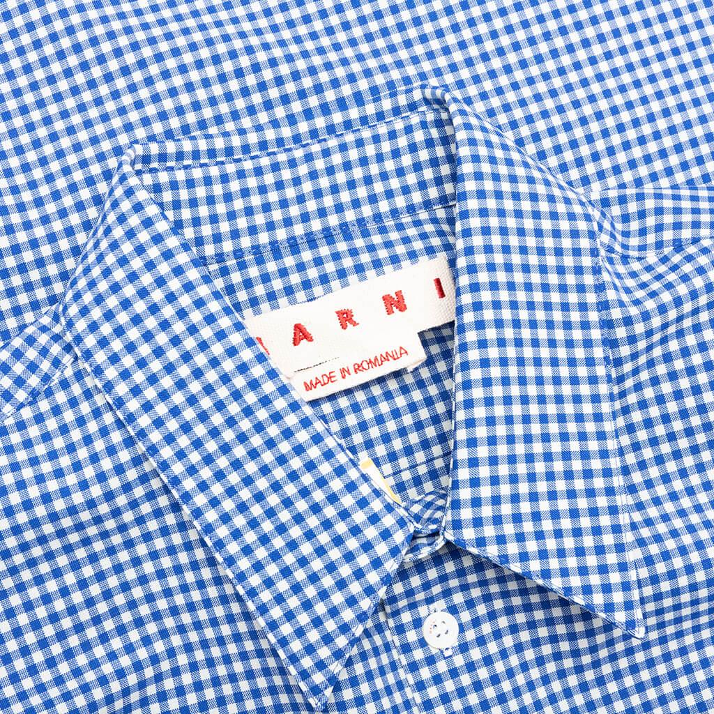 Checked Wool Shirt - Blue/White Male Product Image