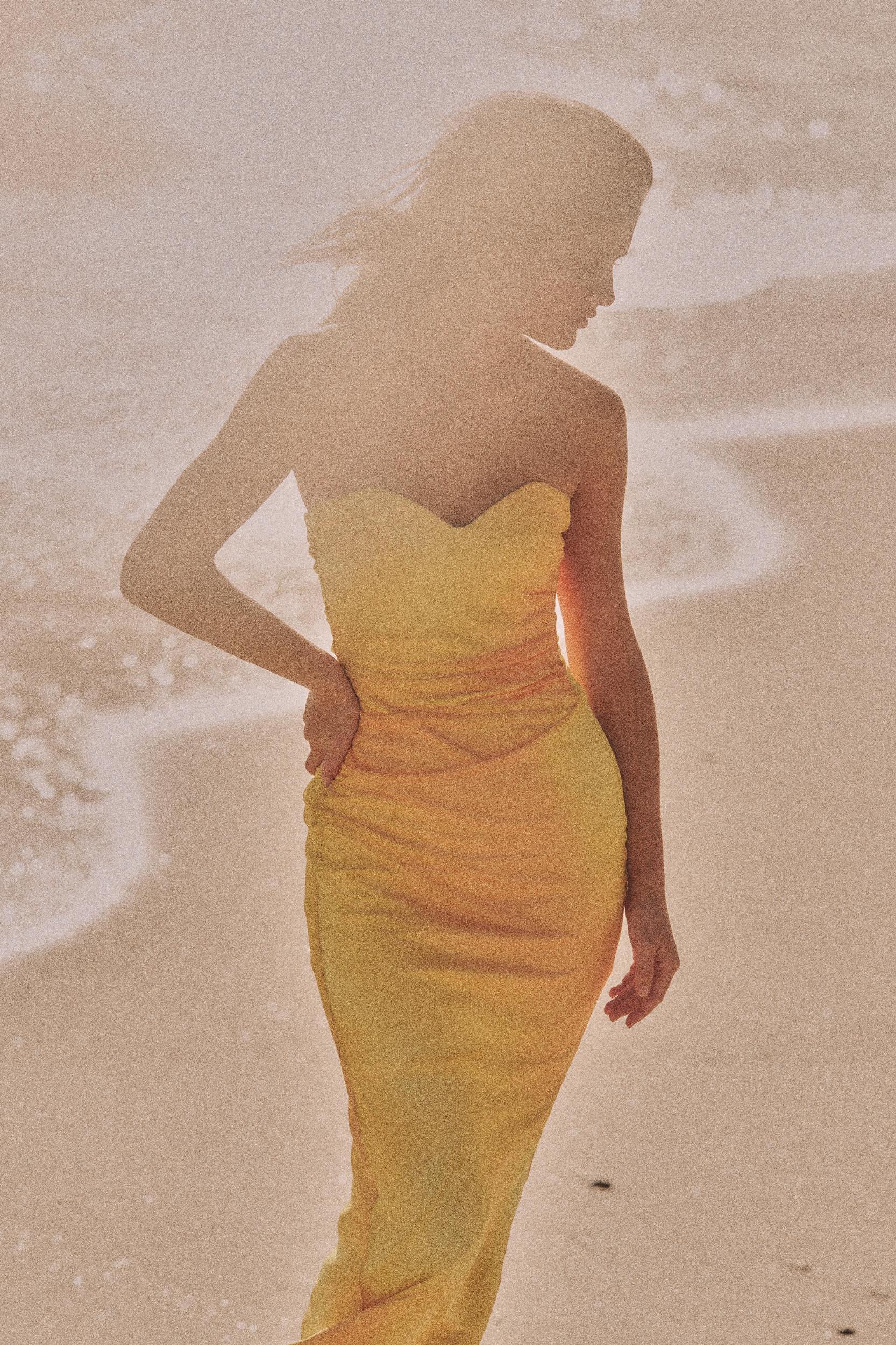 PRINTED TULLE STRAPLESS DRESS Product Image