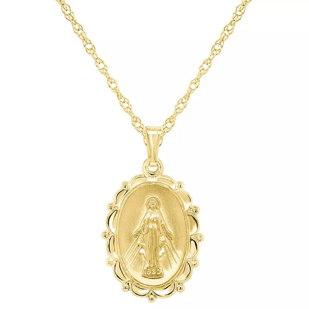 Sterling Silver Our Lady of Grace Miraculous Medal Pendant, Women's, Size: 18", 14k Gold Plated Product Image