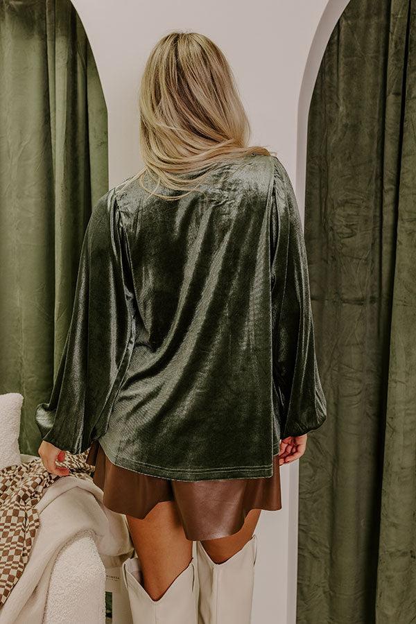 Cider And Sunsets Velvet Babydoll Top in Olive Product Image