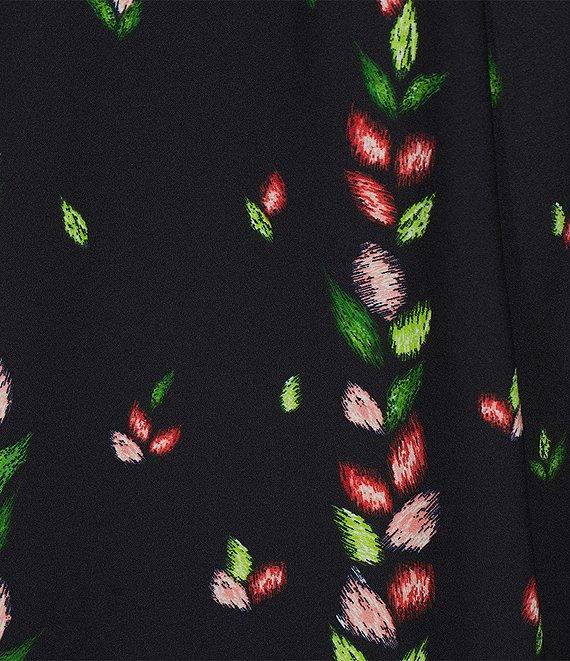 Investments Scuba Crepe Vines Short Sleeve Fit and Flare V-Neck Midi Dress Product Image