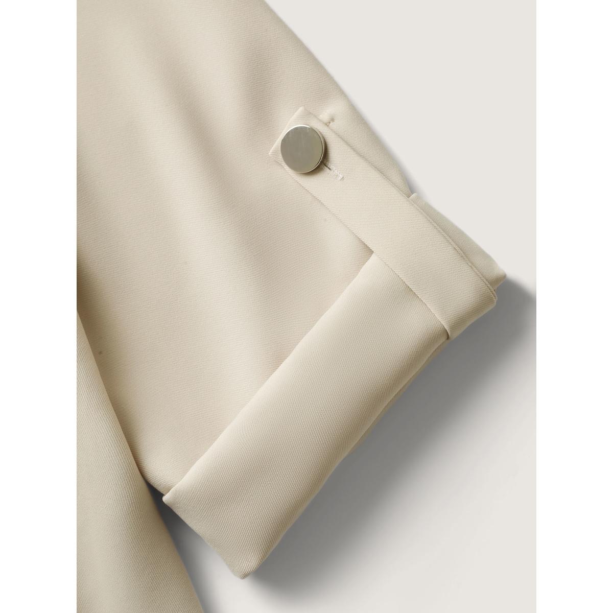 Plus Size Tab Sleeve Open-Front Folded Hem Jacket Women Apricot Button Loose Casual Jackets BloomChic 22-24/3X Product Image