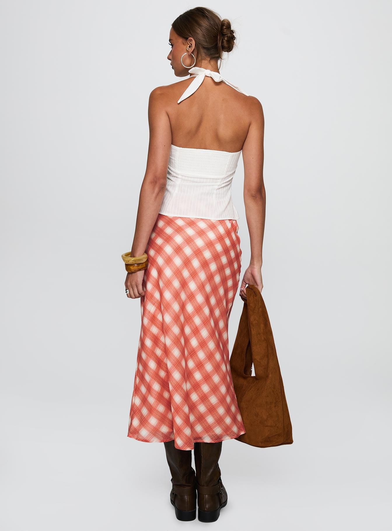 Living Color Maxi Skirt Orange Gingham Product Image