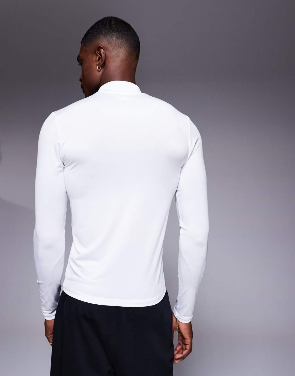 4505 Icon training long sleeve muscle fit base layer with mock neck in white  Product Image