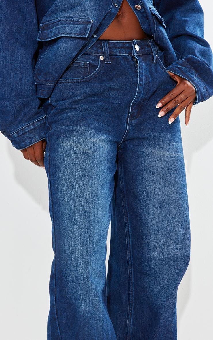 Tall Dark Indigo Wash Mid Rise Wide Leg Jeans Product Image