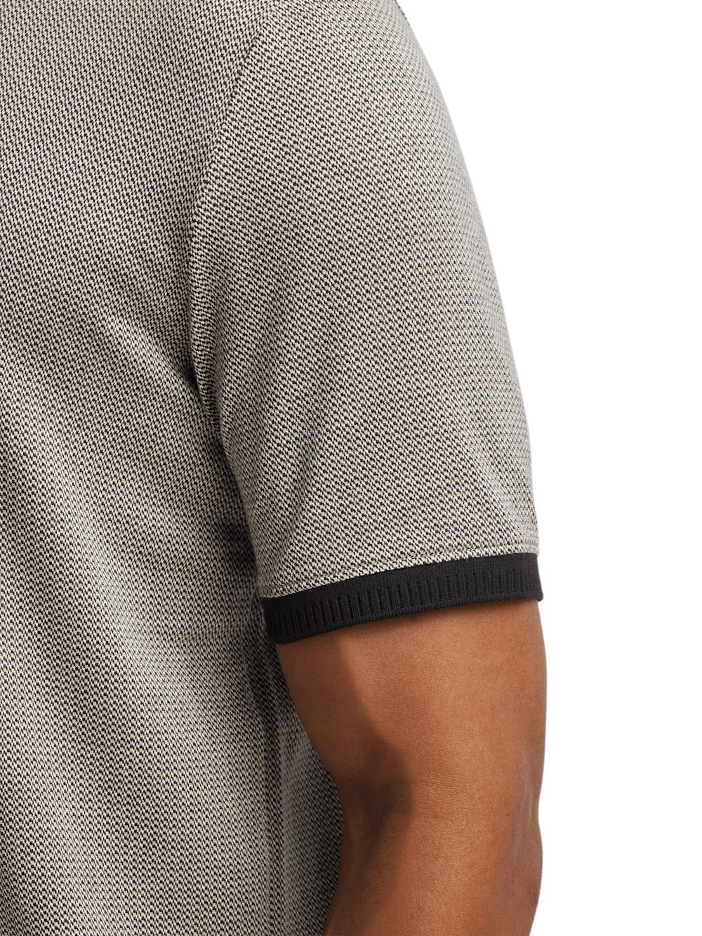 Cotton Three Button Polo - Tan Multi Product Image