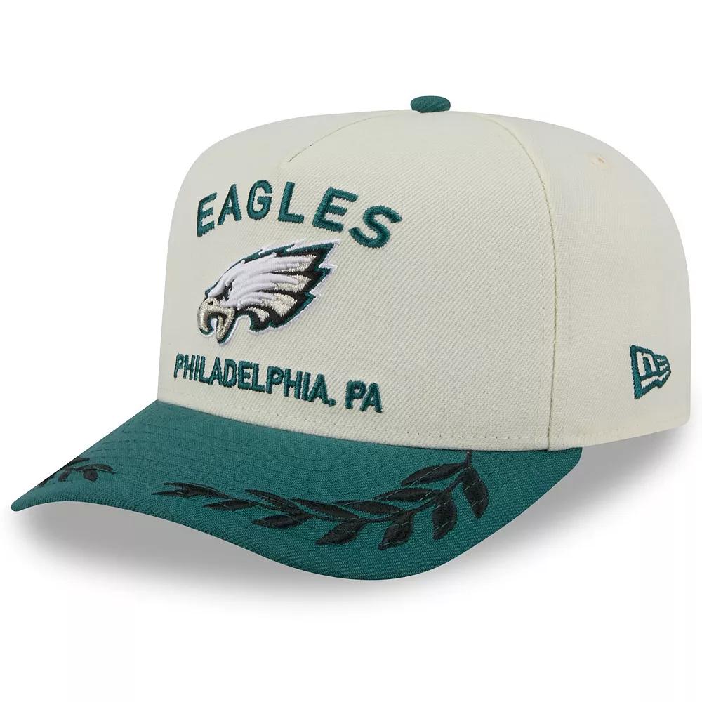Men's New Era  Cream/Midnight Green Philadelphia Eagles 2025 NFL Draft A-Frame 9FIFTY Snapback Hat, Beige Product Image