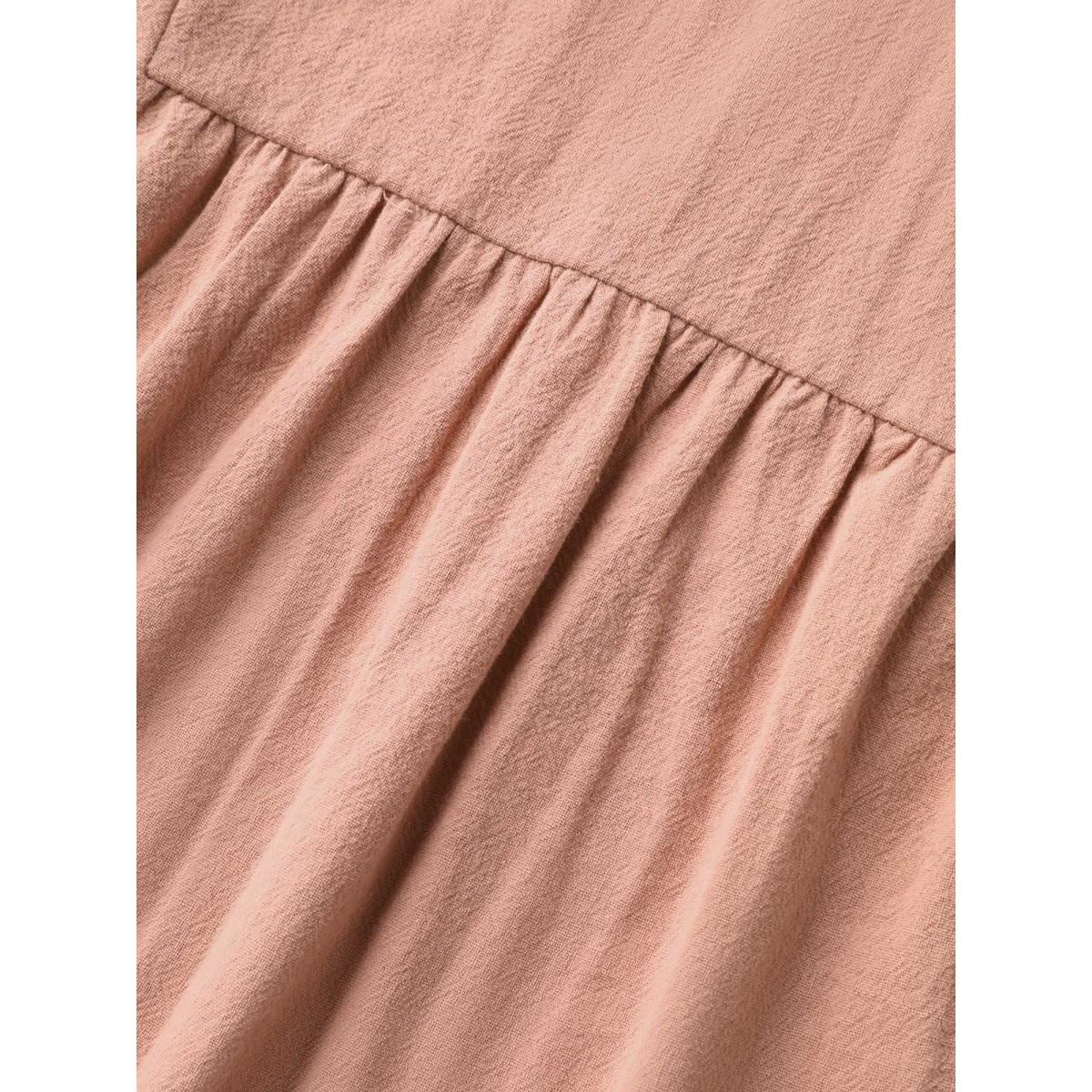 Plus Size Crepe Pure Cotton Flutter Sleeve V-Neck Blouse Women Resort Short sleeve V-neck Vacation Blouses BloomChic 26/4X Product Image