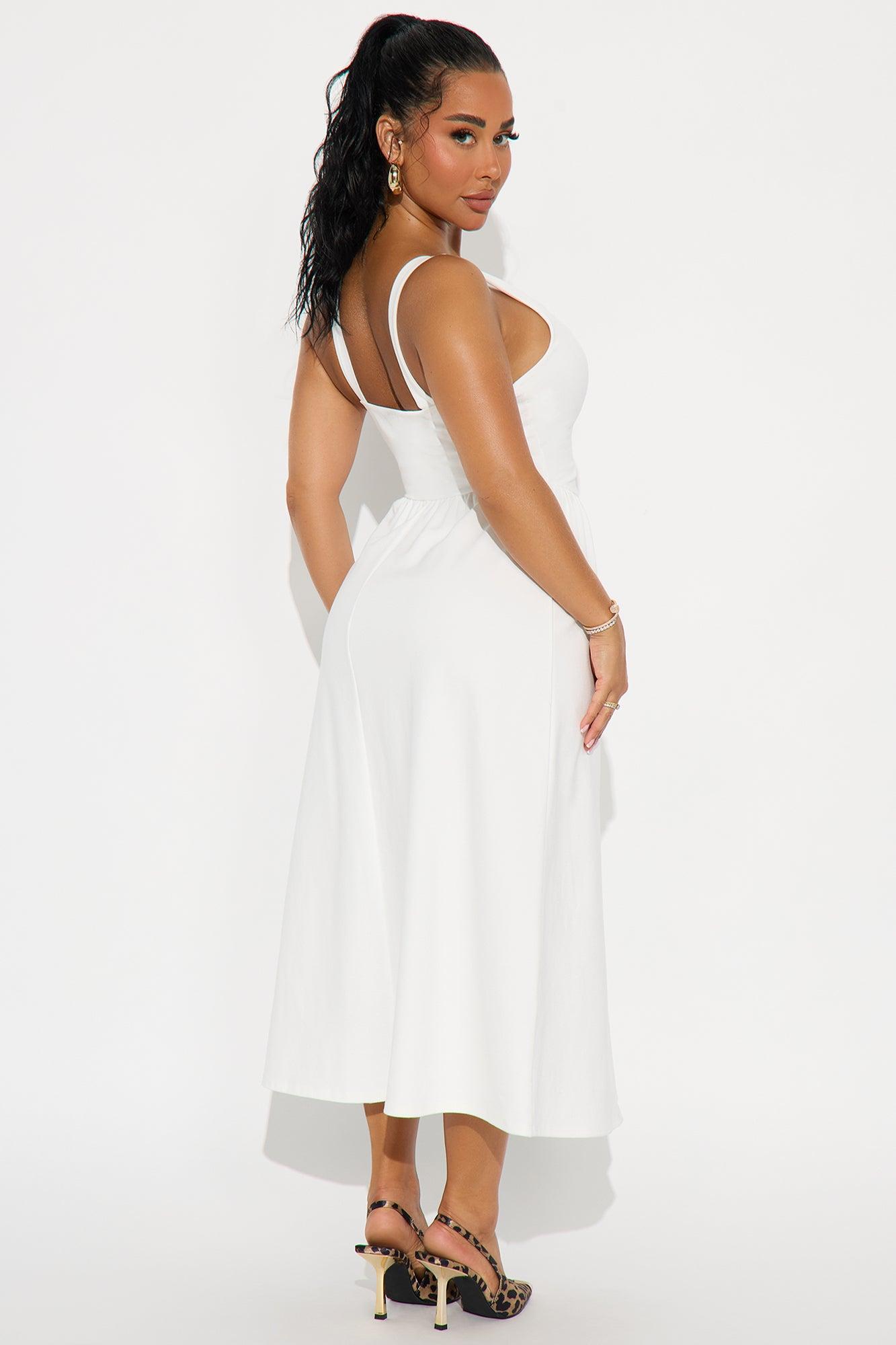 Phoebe Ruched Ponte Midi Dress - Ivory Female Product Image