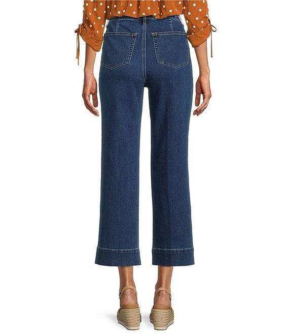 John Mark Mid Waist Wide Leg Patch Pocket Wide Leg Denim Pants Product Image